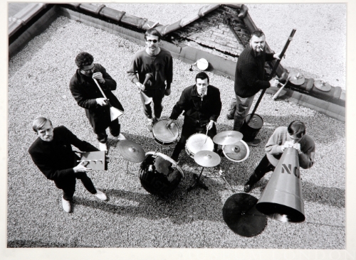 ROOF OF GREG'S STUDIO, KING STREET.  ART PRATTEN, JOHN BOYLE, GREG CURNOE, MURRAY FAVRO, HUGH MCINTYRE, BILL EXLEY, MAY 1966