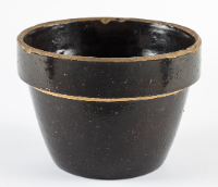 Dark Brown Flowerpot-Style Butter Crock