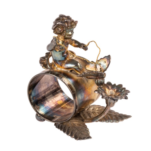 Silver Serviette Ring - Child and Flower