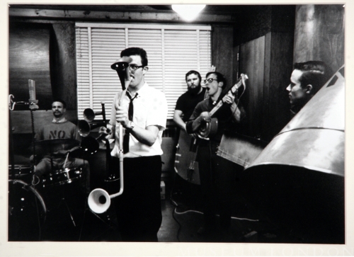 IN THE RECORDING STUDIO - CHLO.  GREG CURNOE, JOHN BOYLE, HUGH MCINTYRE, JOHN CLEMENT, MURRAY FAVRO, OCTOBER 1966
