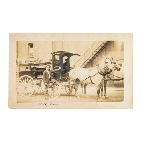 Alfred Tune Posing Beside a Cart and Horses