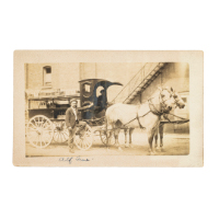 Alfred Tune Posing Beside a Cart and Horses