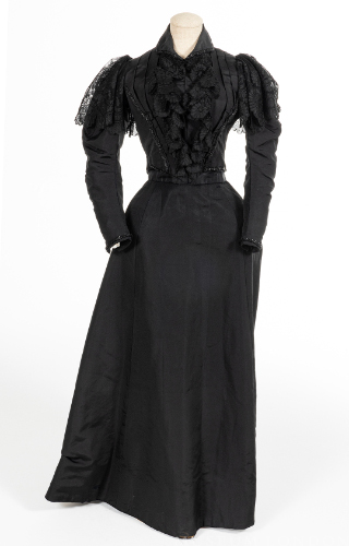 Two-Piece Corded Black Silk Dress