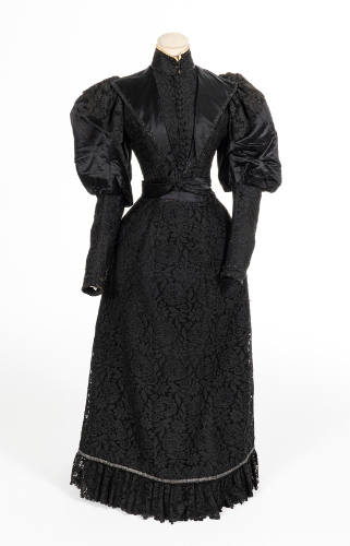 Two-Piece Black Lace and Satin Dress