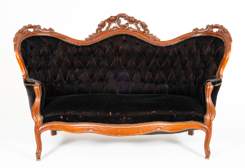 Rococo Revival Style Carved Walnut Sofa