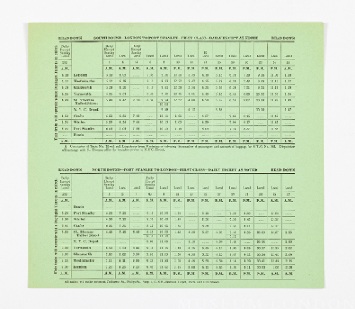 London and Port Stanley Timetable