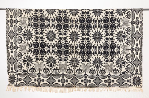 Blue and White Jacquard Coverlet