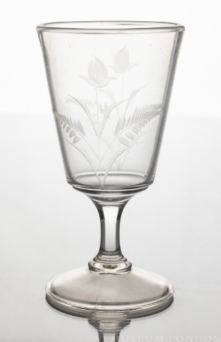 Glass Goblet with Etched Flower