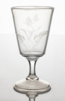 Glass Goblet with Etched Flower