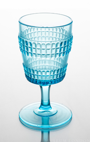 Marine Blue Glass Goblet (Double Beetle Band)