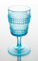 Marine Blue Glass Goblet (Double Beetle Band)