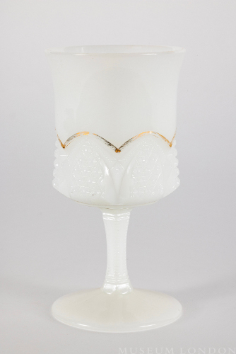 Milk Glass Goblet (Button Arches)