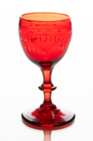 Ruby Wine Glass with Gold Detail