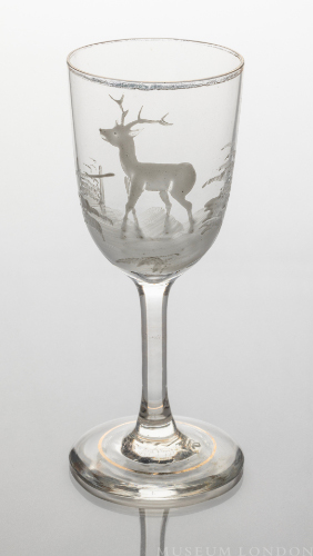 Wine Glass Painted with Enamel (Deer)