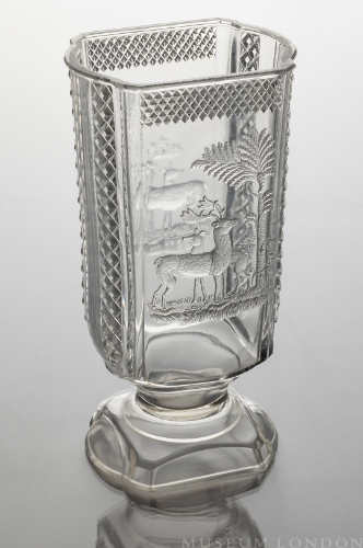 Glass Celery Vase (Deer and Pinetree)