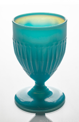 Blue Milk Glass Goblet (Dart Bar)