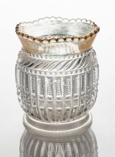 Brass Rimmed Glass Vase (Strigil)
