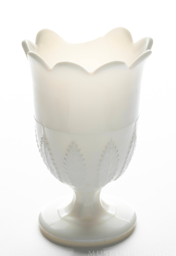 White Milk Glass Vase (Birch Leaf)
