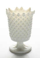 White Milk Glass Vase (Sawtooth)