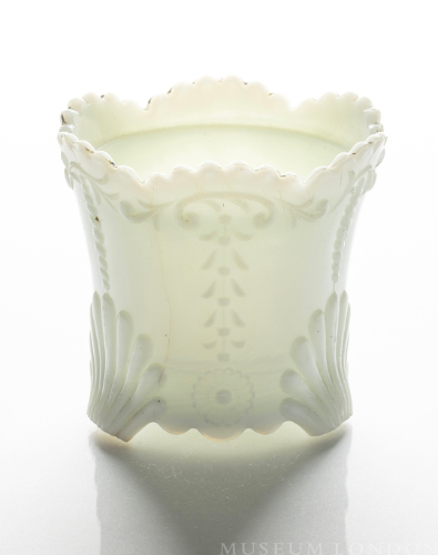 White Milk Glass Sugar Bowl (Daisy and Scroll)