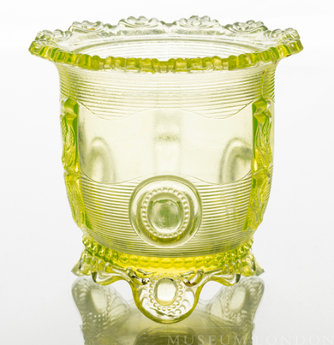 Light Yellow Glass Sugar Bowl (Dewey or Floral Flange)