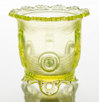 Light Yellow Glass Sugar Bowl (Dewey or Floral Flange)