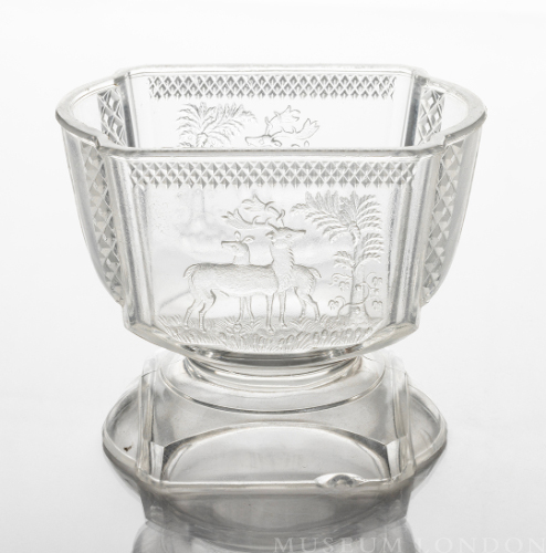 Glass Sugar Bowl (Deer and Pinetree)
