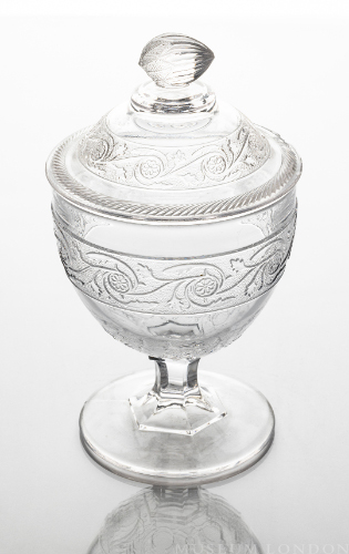 Glass Sugar Bowl (Forget-Me-Not in Scroll)
