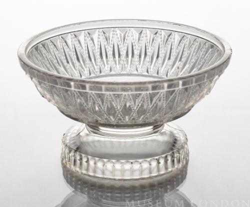 Footed Glass Nappy (Beaded Diamond Band)