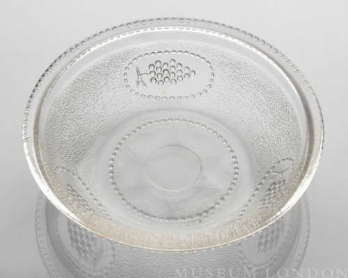 Glass Nappy (Beaded Grape Medallion)