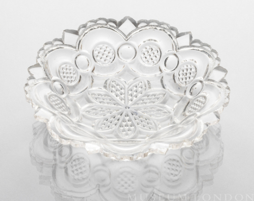 Glass Butter Pat Dish (Single Leaf and Dart)