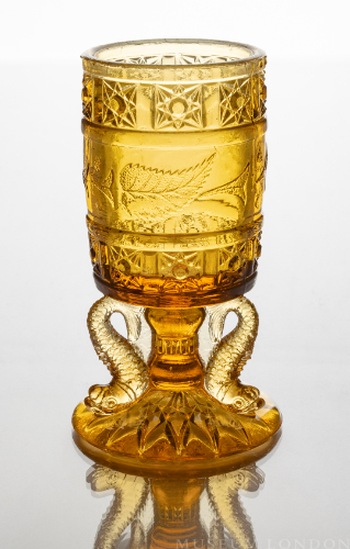 Amber Glass Toothpick Holder (Dolphins)