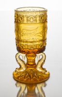 Amber Glass Toothpick Holder (Dolphins)