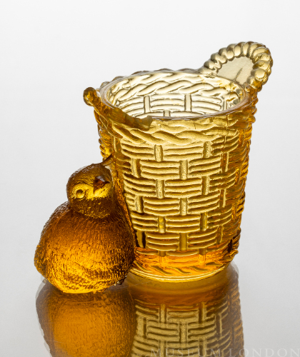 Amber Glass Toothpick Holder (Bird Basket)