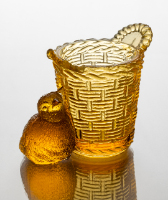Amber Glass Toothpick Holder (Bird Basket)