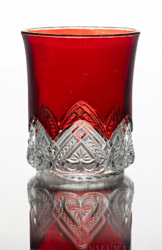 Ruby Flashed Glass Tumbler (Heart Band)