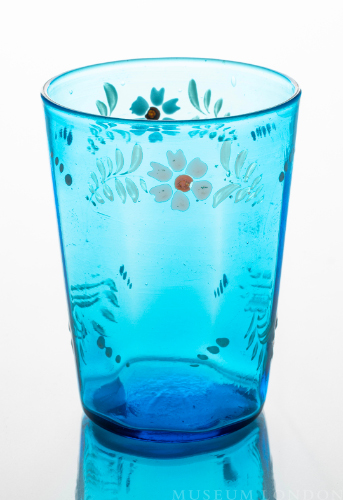 Blue Glass Tumbler Painted with Enamel