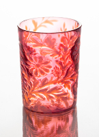 Red Glass Tumbler Painted with Enamel