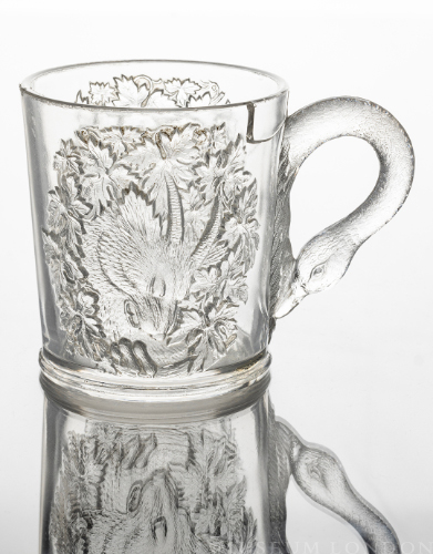 Glass Mug (Horned Animal with Grape Leaves)