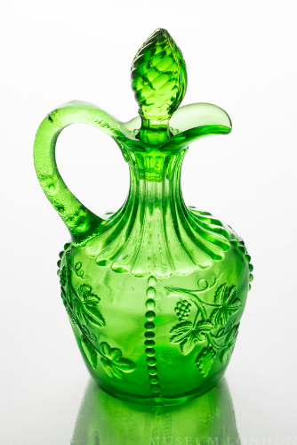Green Glass Cruet (Beaded Paneled Grape)