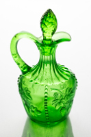 Green Glass Cruet (Beaded Paneled Grape)