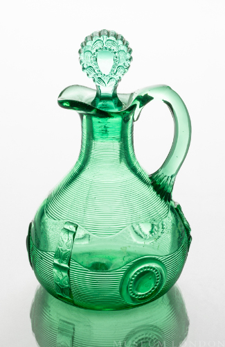 Light Green Glass Decanter (Floral Flange)