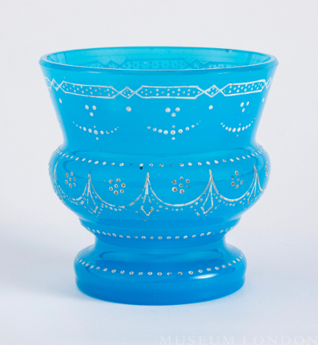 Blue Glass Vase with White Enamel