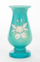 Painted Blue Milk Glass Vase