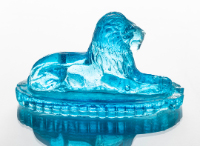 Blue Glass Butter Dish Lid (Lion)