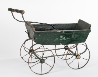 Green Wooden Doll Carriage