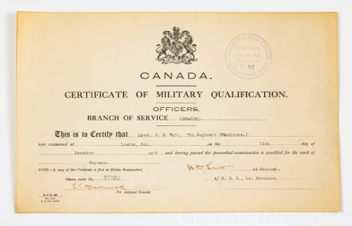 Military Qualification Certificate: J.M. Watt