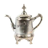 Silver Teapot with Lid Attached by Hinge