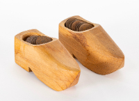 Pair of Miniature Dutch Clogs with Pennies
