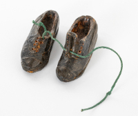Miniature Carved Shoes with Green Shoelace